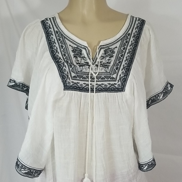 INDIGO SOUL BOHO STYLE FLUTTER SLEEVE WOMENS BLSE - Picture 2 of 8